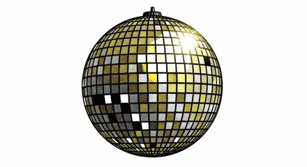 Obraz premium Minimalist Halftone Disco Ball with Reflective Square Tiles and Bright Yellow Accents