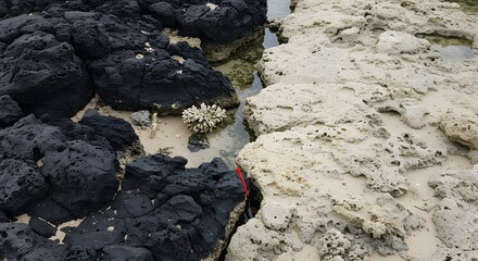 Geological Dichotomy: Volcanic and Limestone Contact Zone, Sangiang Island