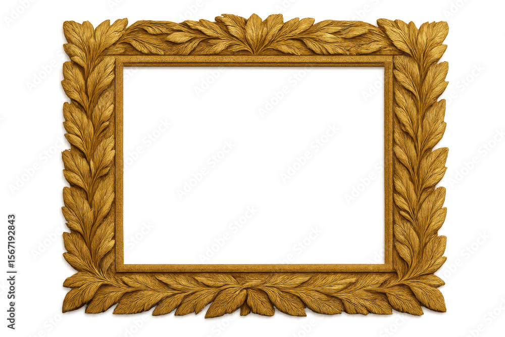 Poster luxurious golden frame with intricate leaf patterns, highlighting artistic design elements against t