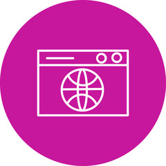 Web Browser Vector Line Pink Circle Icon Design