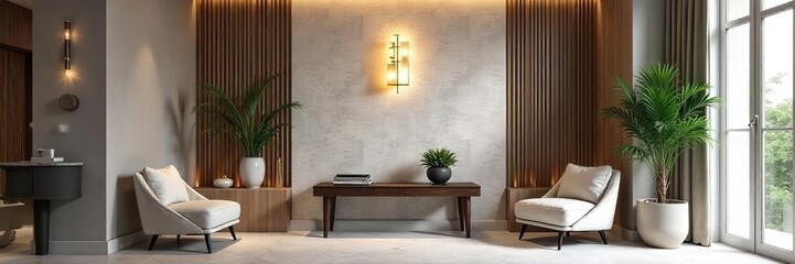 Sophisticated Modern Foyer Textured Wallpaper, Stylish Lighting, Welcoming Entryway Design Inspiration for Home Decor