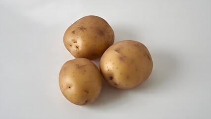 Fototapeta premium photo of 3 potatoes in the studio looks aesthetic, ai generated.