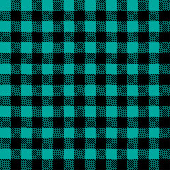 Pattern of black and turquoise squares creating a striking geometric design