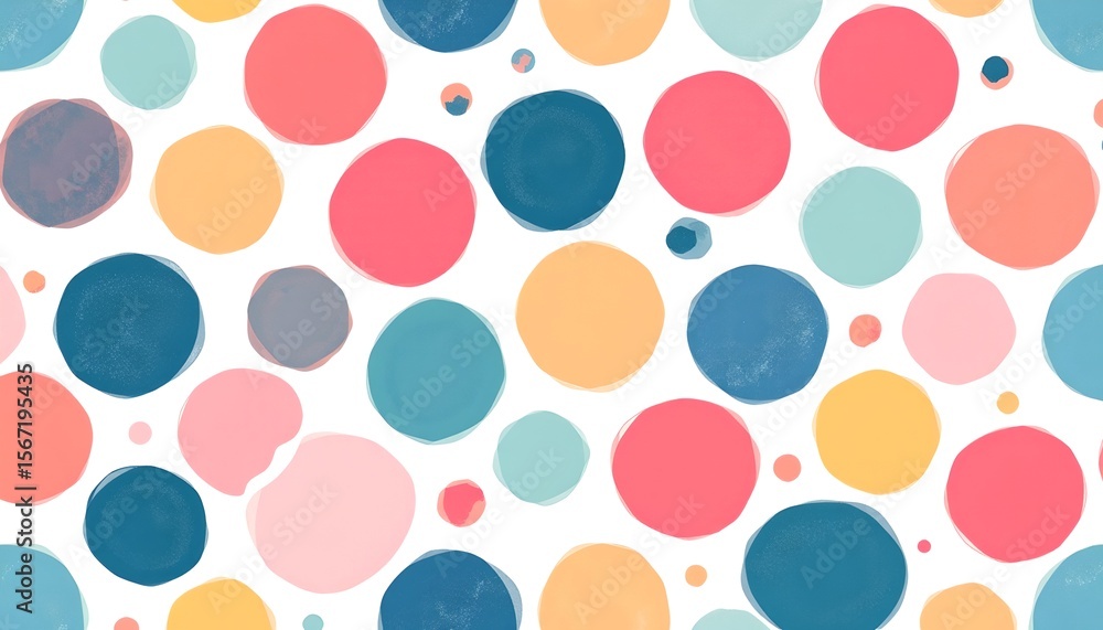Poster a delightful and vibrant polka dot pattern in a spectrum of soft, inviting colors that creates a vis