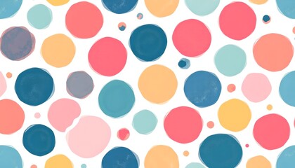 A delightful and vibrant polka dot pattern in a spectrum of soft, inviting colors that creates a visually appealing and cheerful design