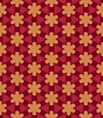 Seamless floral pattern with red flowers and some delicate botanical elements