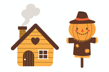 Cute hand drawn autumn set. Suitable for flat design graphic for autumn party, farmers market, harvest festival, thanksgiving day