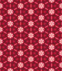 Seamless floral pattern with red flowers and some delicate botanical elements
