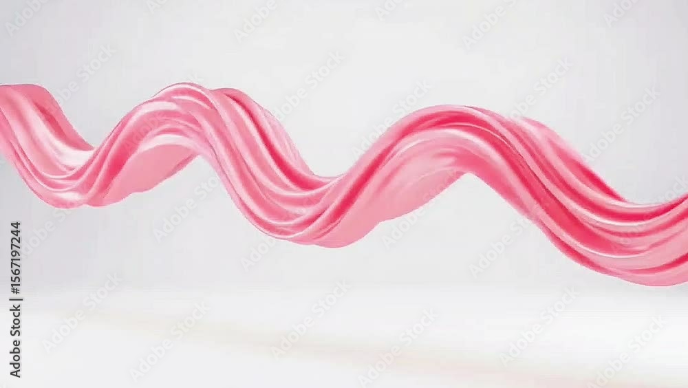 Poster pink fabric swirls: abstract image of pink fabric flowing in elegant, swirling waves. the soft curve