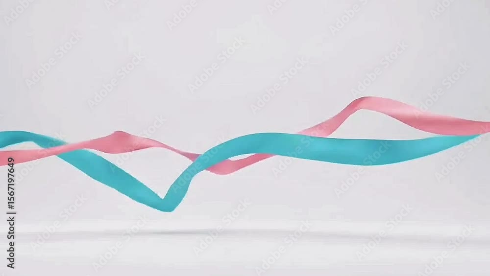 Poster ribbon of connection: two ribbons of vibrant color, intertwine fluidly, symbolizing unity and connec
