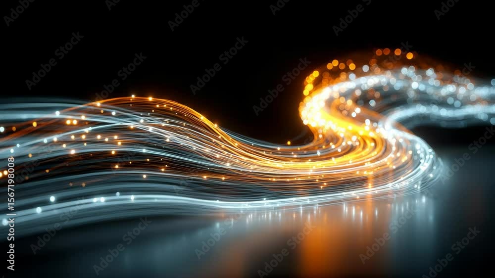 Aufkleber dynamic light trails showing fast moving data streams and digital flow