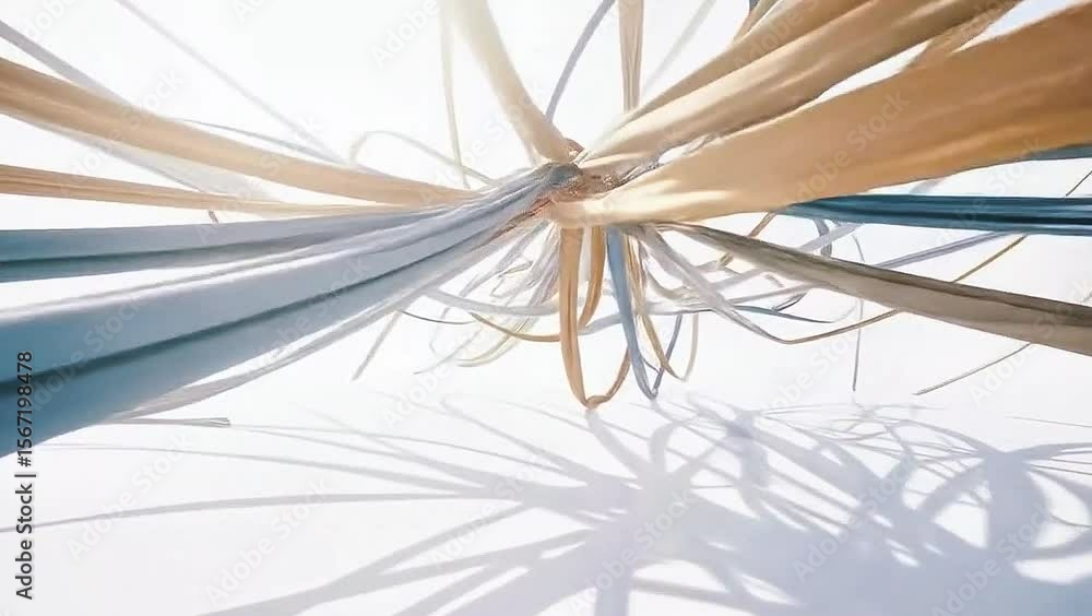 Poster abstract ribbons in light: striking display of intertwined ribbons, weaving a dynamic dance against 