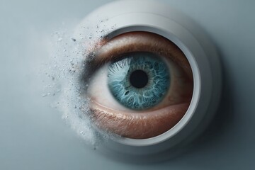 Surreal Digital Art Eye Disintegrating into Foam, Abstract Visionary Concept