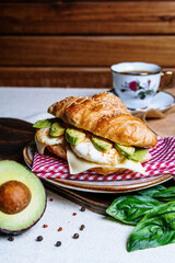 croissant abocado and eggs