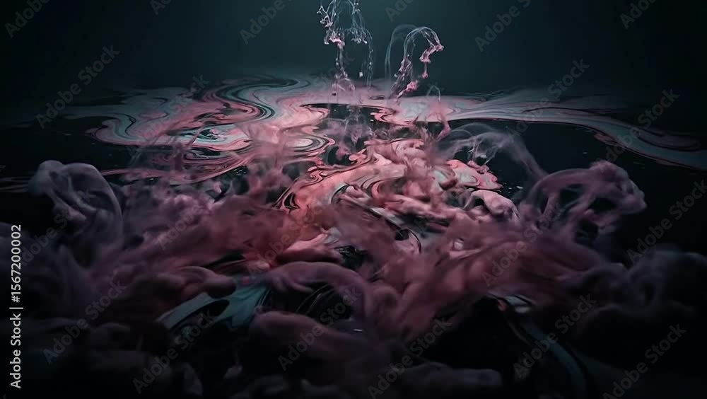 Poster dancing colors in the abyss: a captivating display of vibrant hues and swirling pigments unfurls in 