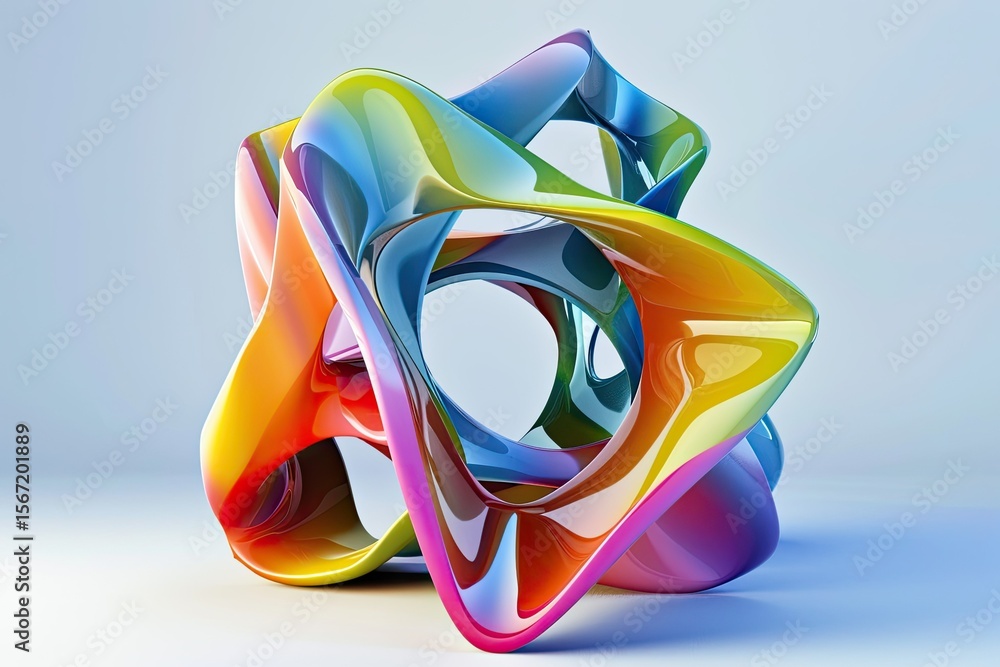 Fototapete vibrant color visual of 3d geometry colorful geometric shape rendering