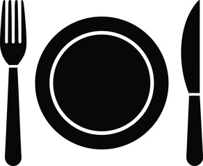 Meal time vector icon - Basic dining set silhouette, EPS JPEG PNG