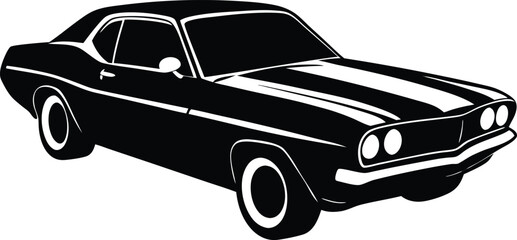 Vintage high-performance car vector - Retro racing coupe outline, EPS JPEG PNG