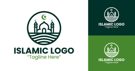 Stylish Creative Mosque and Crescent Logo for Islamic Event and Branding
