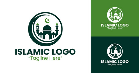 Stylish Mosque and Crescent Logo for Modern Islamic Branding
