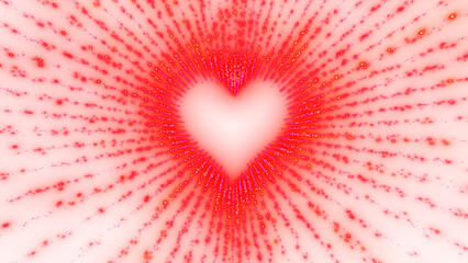 Glittering Heart with Emitting Abstract Red Particles 