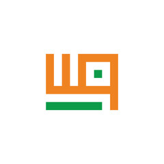 letter wq simple squares linked colorful logo vector