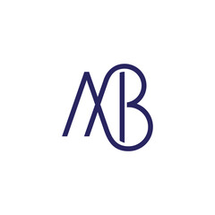 letter mb linked loop geometric line logo vector