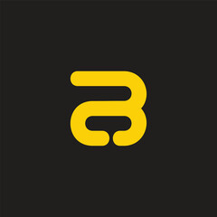 letter cb simple cute geometric yellow logo vector