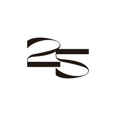 number 25 ribbon ambigram simple logo vector
