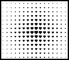 Halftone hearts seamless border. Pattern for Valentine's Day. Geometric vector background.