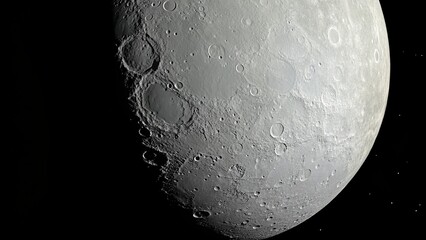 A dramatic close-up of Dione, one of Saturn's moons, showing its heavily cratered, icy surface with varying illumination that emphasizes its rugged, ancient terrain.