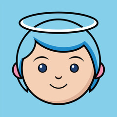 Adorable Angel Girl Cute Cartoon Illustration of a Heavenly Child