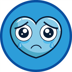 Sad Heart Emoji Blue Heart Illustration with Tears