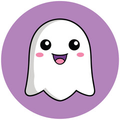 Adorable Happy Ghost Illustration Cute Spooky Kawaii Design
