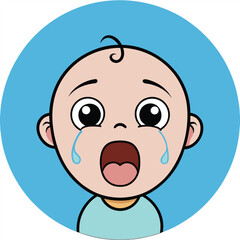 Adorable Baby Crying  Emotional Expression Illustration