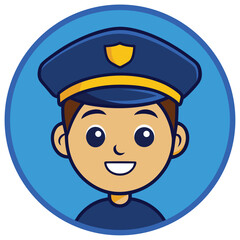 Cute Cartoon Police Officer Illustration Badge of Honor, Law Enforcement