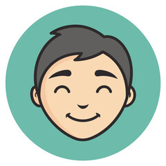 Happy Boy, Smiling Face Joyful Cartoon Illustration