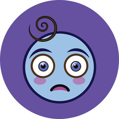 Adorable Blue Emoticon with Worried Expression Digital Illustration