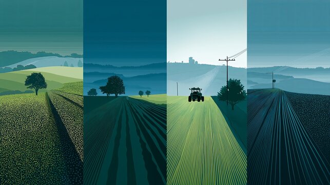 Farm to table process with crops and harvest