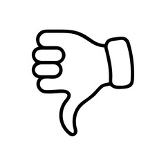 Black outline simple thumbs down hand gesture icon
