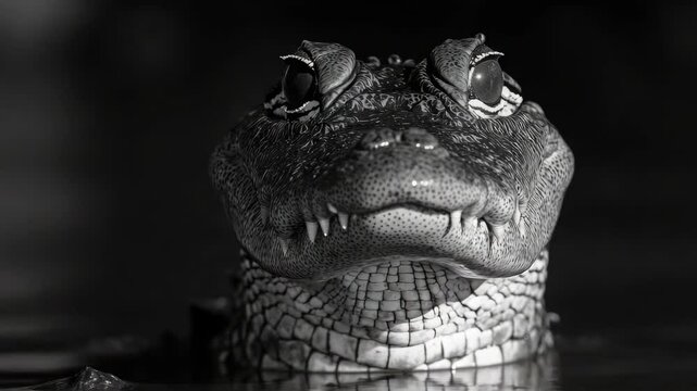 This  features an alligator close up with a focus on its head and mouth.