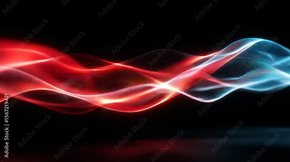 Aufkleber dynamic red and blue light waves motion abstract background for digital design