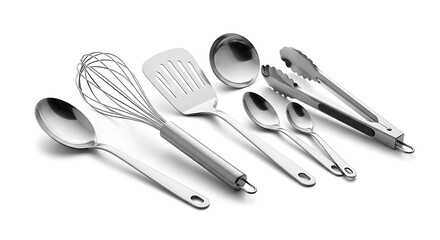 Stainless Steel Kitchen Utensil Set Spoons, Spatula, Whisk, Tongs