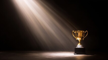 Glistening championship cup on velvet stand, symbolizing victory and prestige
