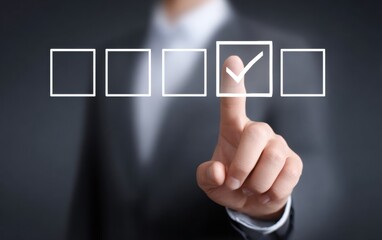 Checklist for Goal Setting. Hand selecting a checkbox in a minimalist interface.