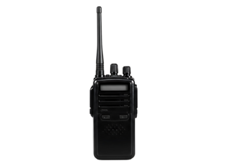  portable two way radio transceiver with antenna isolated on transparent background