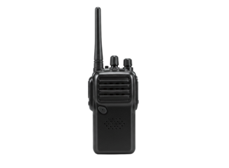 portable two way radio transceiver with antenna isolated on transparent background