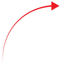 Curved Red Arrow:  Dynamic Growth, Progress, and Forward Movement Graphic