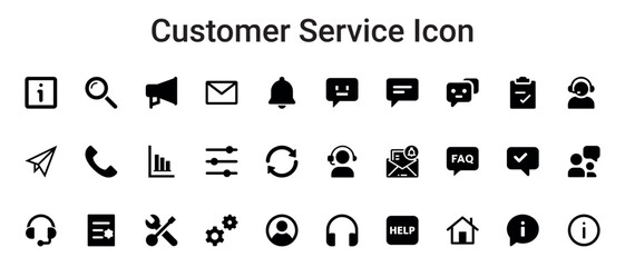 Comprehensive Customer Service Icon Set Support, Help, and Communication Symbols