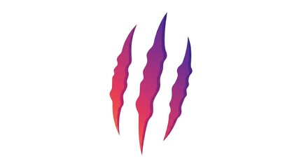 Claw Mark Abstract: A stylized claw mark design, a symbol of ferocity and power, rendered in striking gradients of color against a pristine backdrop, evokes raw emotion